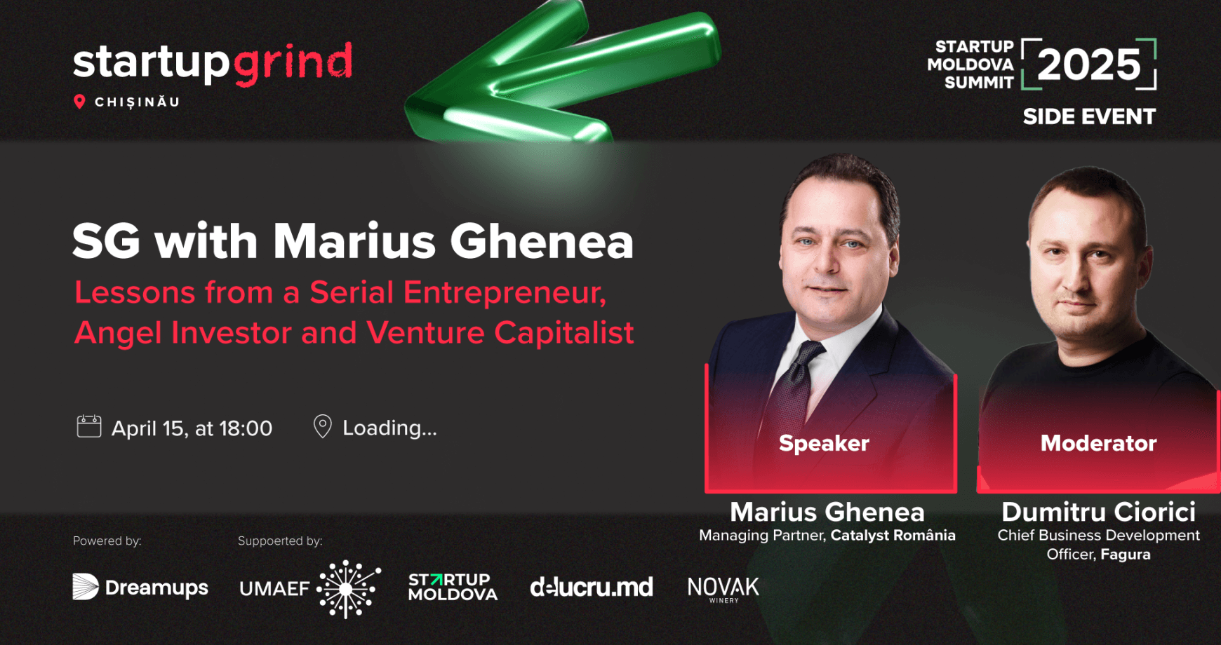 Investitor și venture capitalist, antreprenor în serie recunoscut de Forbes. Pe 15 aprilie, Marius Ghenea vine la Startup Grind Chișinău