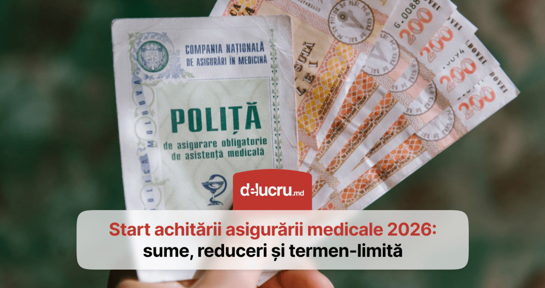 Start achitării primei de asigurare medicală în sumă fixă pentru 2026