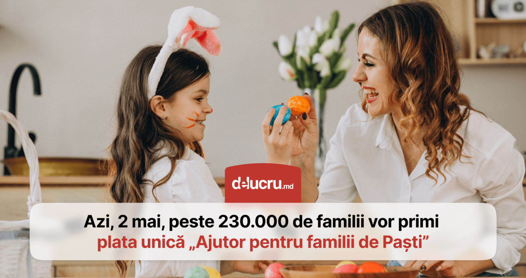 De astăzi, sunt disponibile plățile unice „Ajutor pentru familii de Paști”