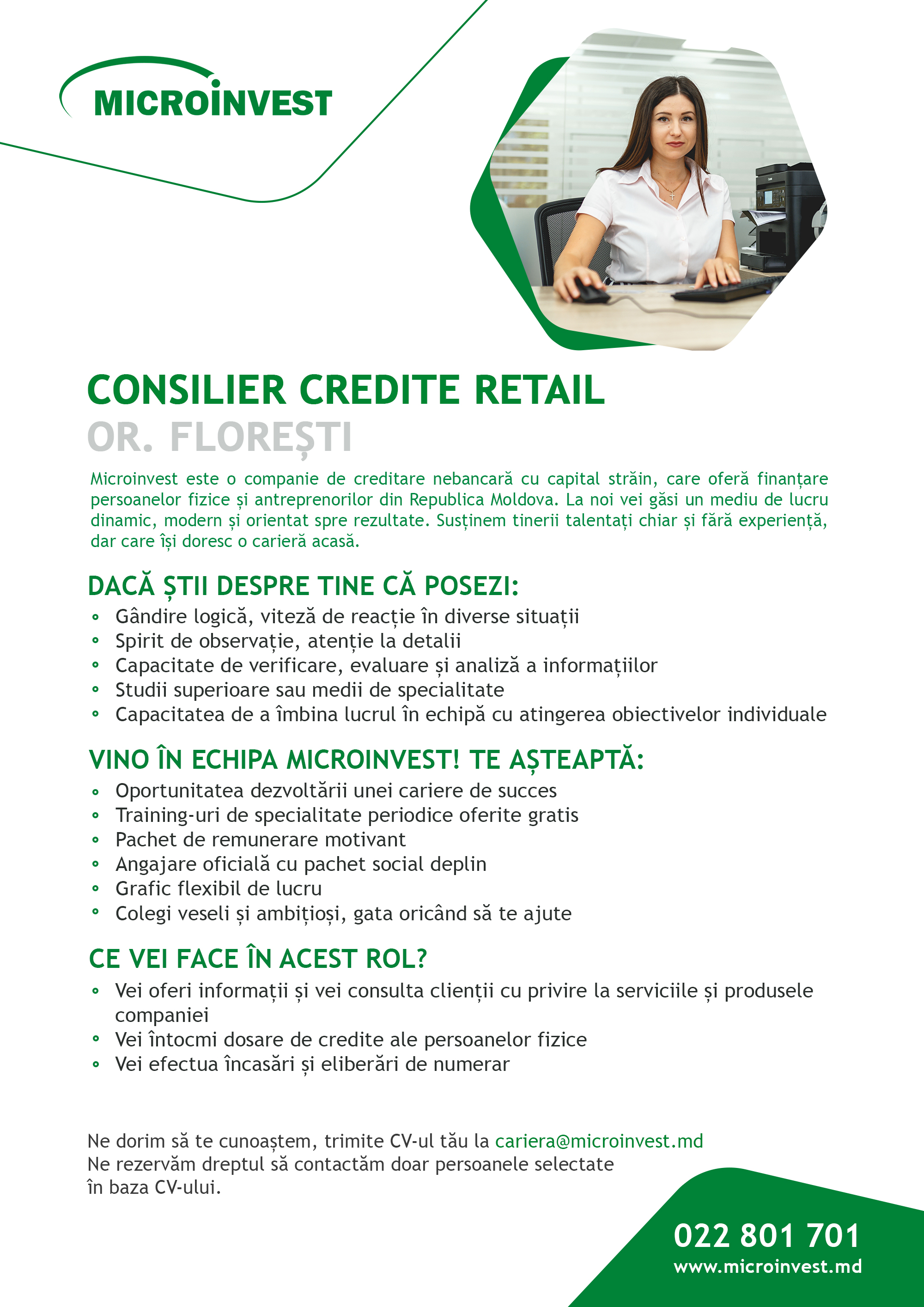 Consilier Credite Retail or. Floresti