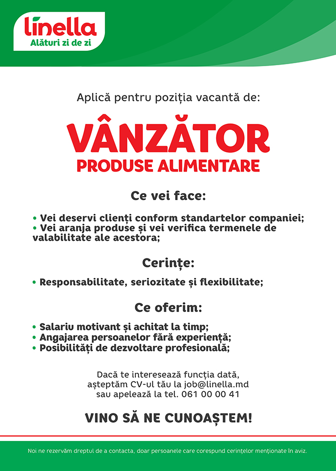 Vânzător produse alimentare la Linella