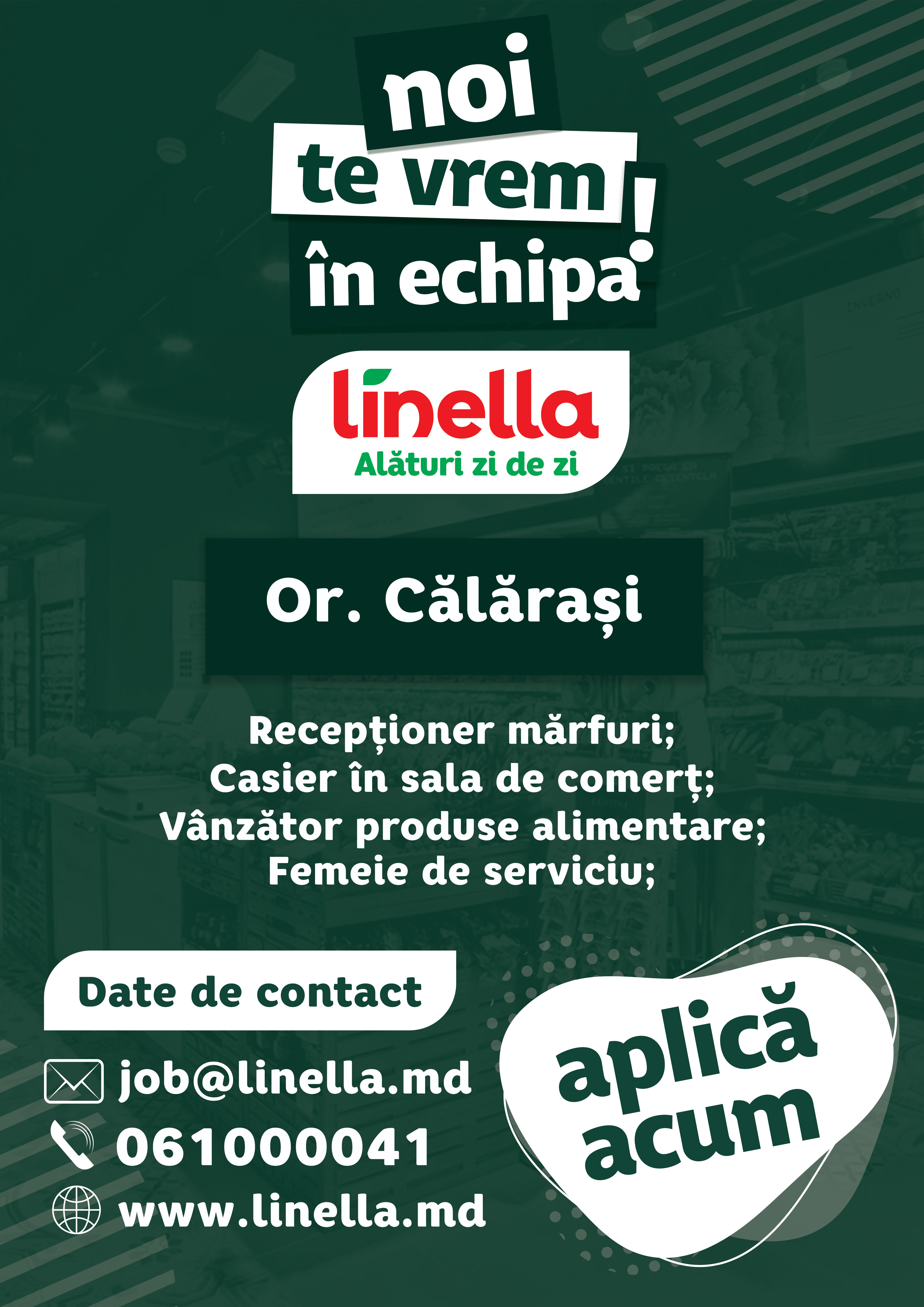 Personal pentru magazin, or. Călărași