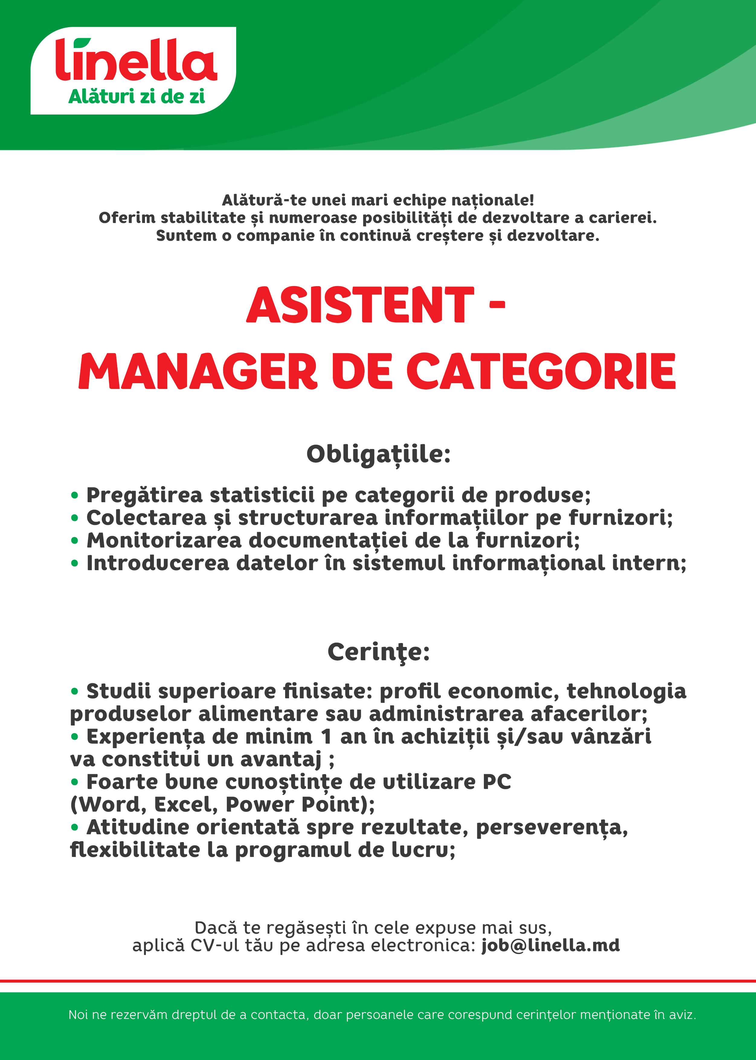 Asistent Manager de Categorie
