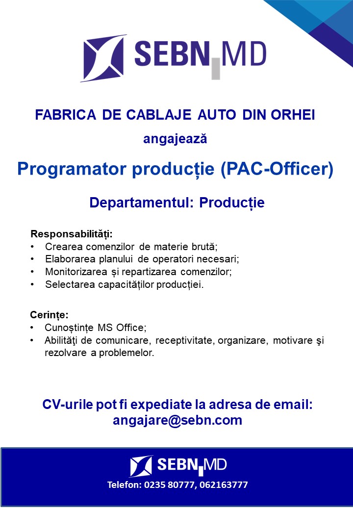Programator productie (Orhei)